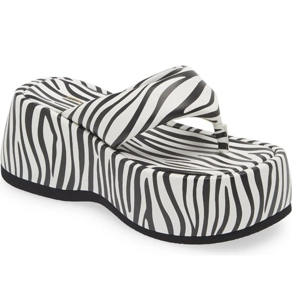 Jeffrey Campbell Crybaby Platform Thong SANDALS Size 5.5 Zebra Print NEW $125 - Picture 1 of 16